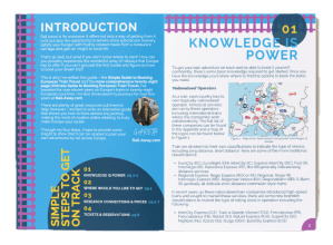 Abstract from the Simple Guide to Booking European Train Travel showing the contents page and the first section first page 'Knowledge is Power'