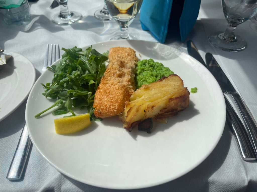 The salmon main course on the GWR Pullman Dining train