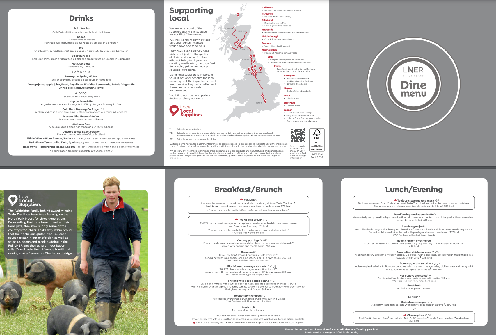 An example menu of the LNER